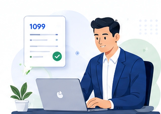 Business professional preparing a 1099 filing online
